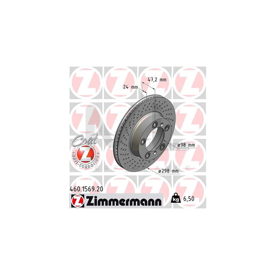 ZIMMERMANN COAT Z 460.1569.20 Brake Disc Internally Vented, Perforated, Coated