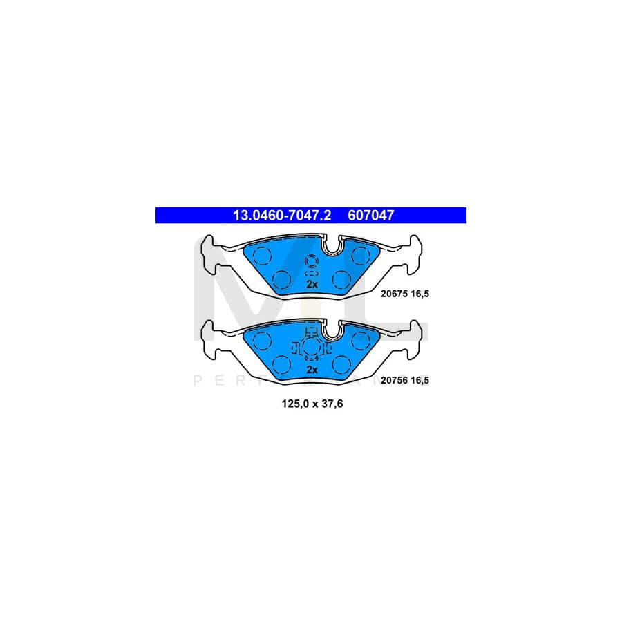 ATE 13.0460-7047.2 Brake pad set excl. wear warning contact, prepared for wear indicator