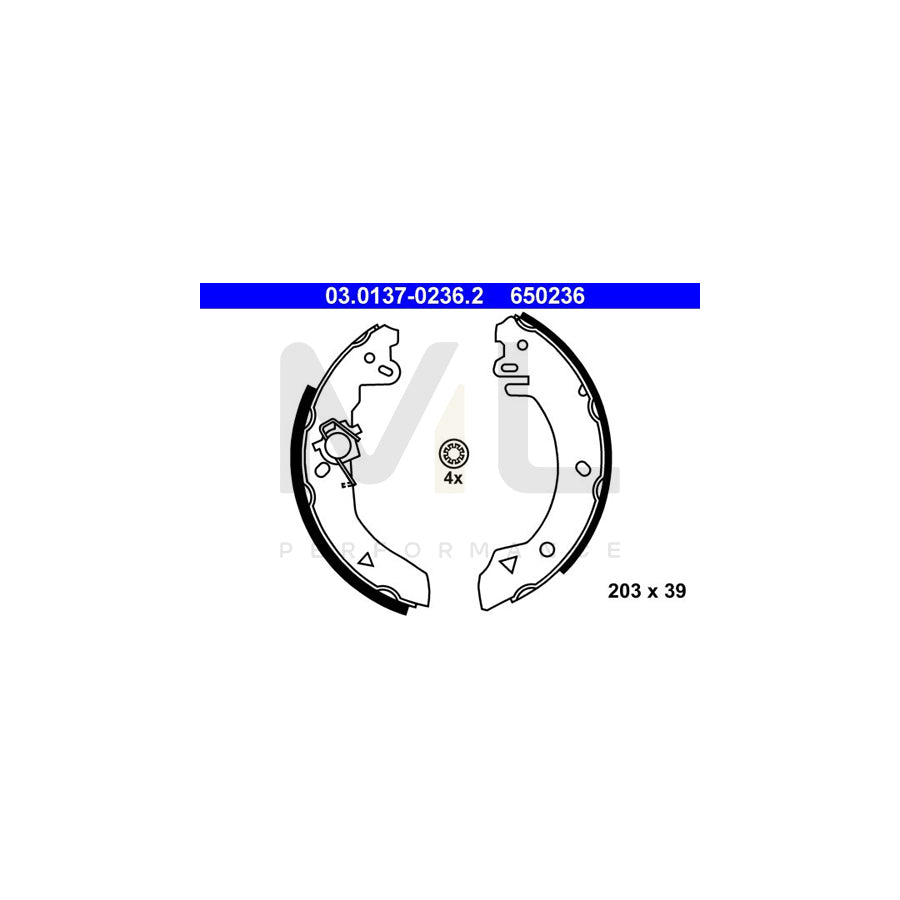 ATE 03.0137-0236.2 Brake Shoe Set for FORD FIESTA