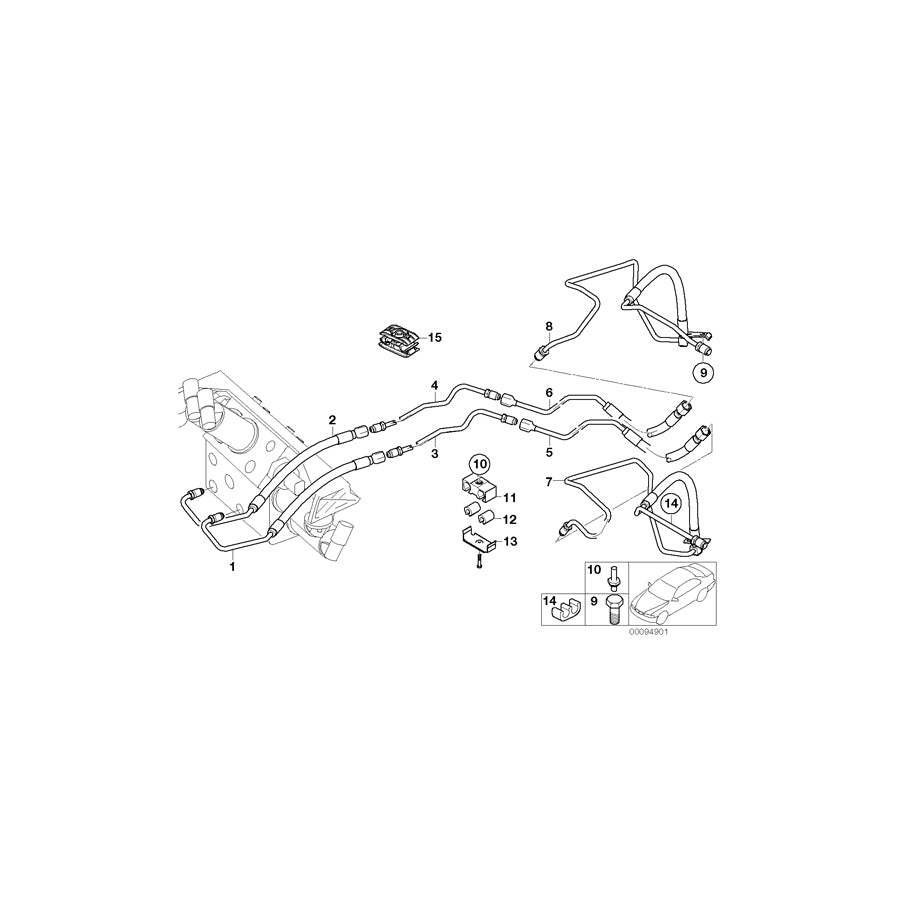 Genuine BMW 37136753032 E65 E66 Pressure Line, Valve Block M14X1,5/M16X1,5 (Inc. 745d, 760Li & 730Ld) | ML Performance US Car Parts