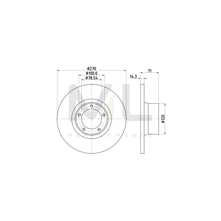HELLA 8DD 355 100-291 Brake Disc for FORD TRANSIT Solid, without wheel hub, without wheel studs
