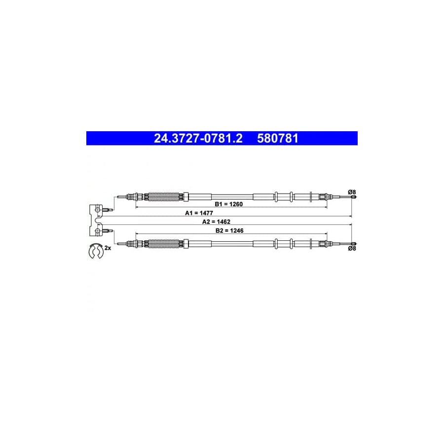ATE 24.3727-0781.2 Hand Brake Cable