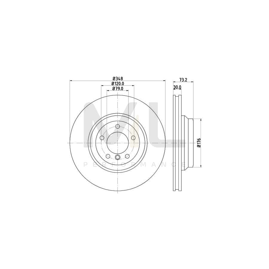 HELLA PRO 8DD 355 113-531 Brake Disc Internally Vented, Coated, without wheel hub, without wheel studs