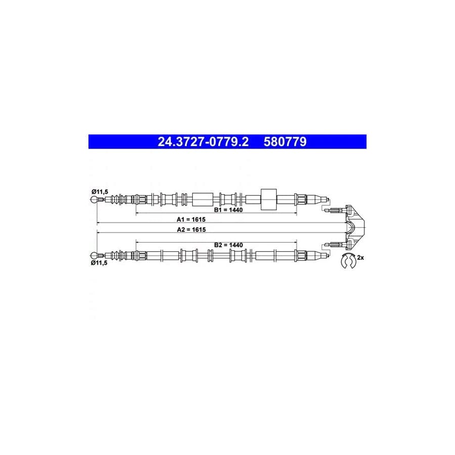 ATE 24.3727-0779.2 Hand Brake Cable