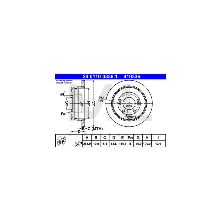 ATE 24.0110-0336.1 Brake Disc Solid, Coated  - 1 piece