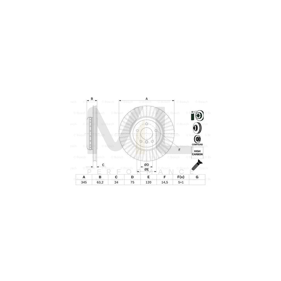 BOSCH 0 986 479 E13 Brake Disc Two-piece brake disc, Vented, Coated, High-carbon, with bolts/screws | ML Performance Car Parts