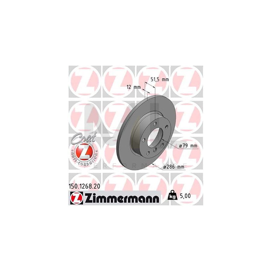 ZIMMERMANN COAT Z 150.1268.20 Brake Disc Solid, Coated  - 1 piece