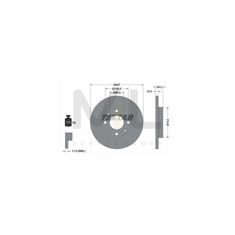 TEXTAR 92092800 Brake Disc Solid, without wheel hub, without wheel studs | ML Performance Car Parts