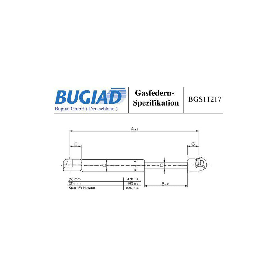 BUGIAD Bgs11217 Tailgate Strut for Renault Clio III Grandtour