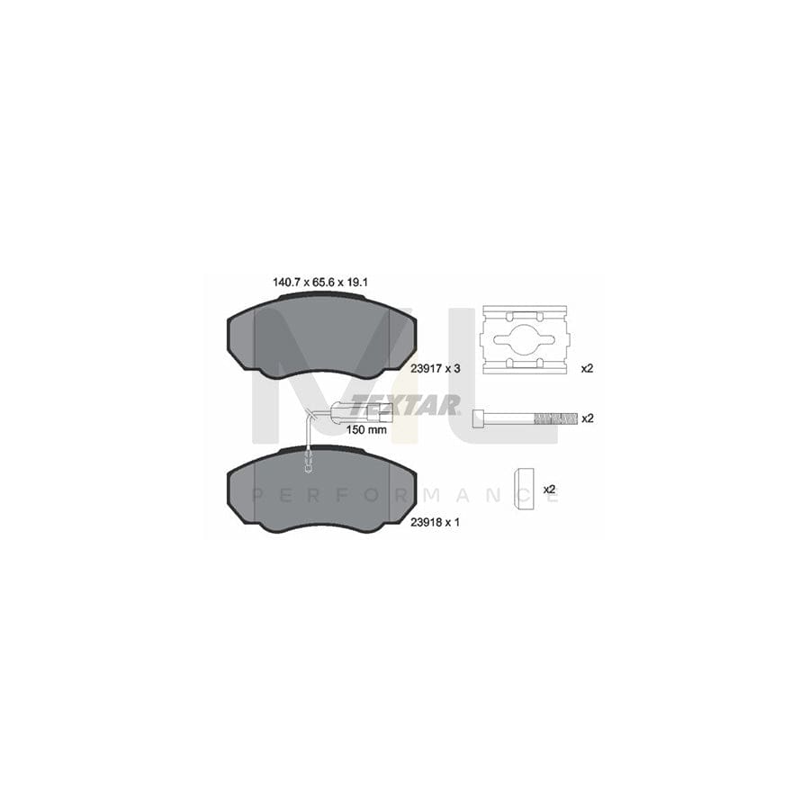 TEXTAR 2391701 Brake pad set with integrated wear warning contact, with brake caliper screws, with accessories | ML Performance Car Parts