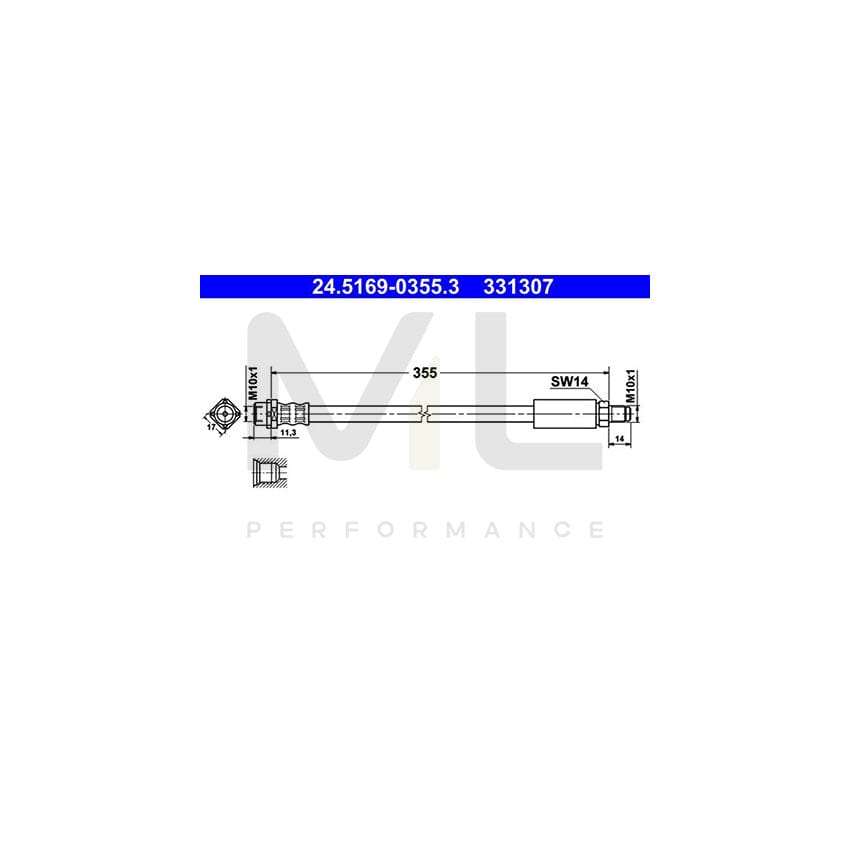 ATE 24.5169-0355.3 Brake Hose for BMW 7 (E38) 355mm, M10x1
