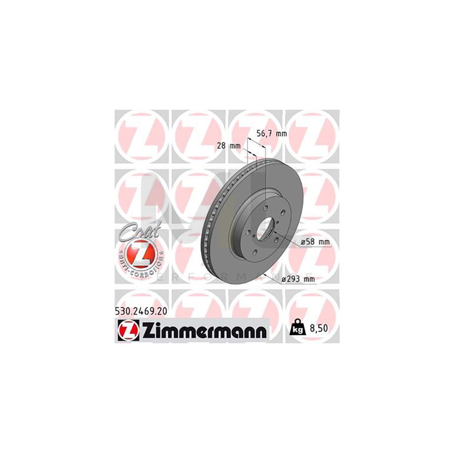 ZIMMERMANN 530.2469.20 Brake Disc Internally Vented, Coated  - 1 piece