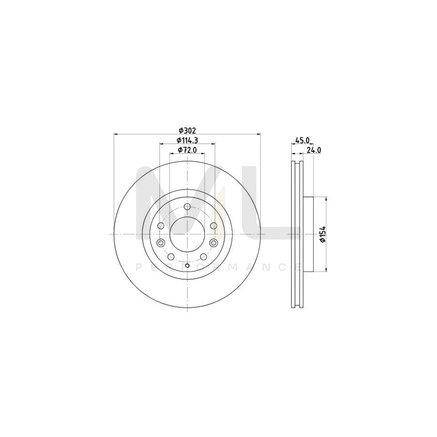 HELLA PRO 8DD 355 120-301 Brake Disc for MAZDA RX-8 (SE, FE) Internally Vented, Coated, without wheel hub, without wheel studs