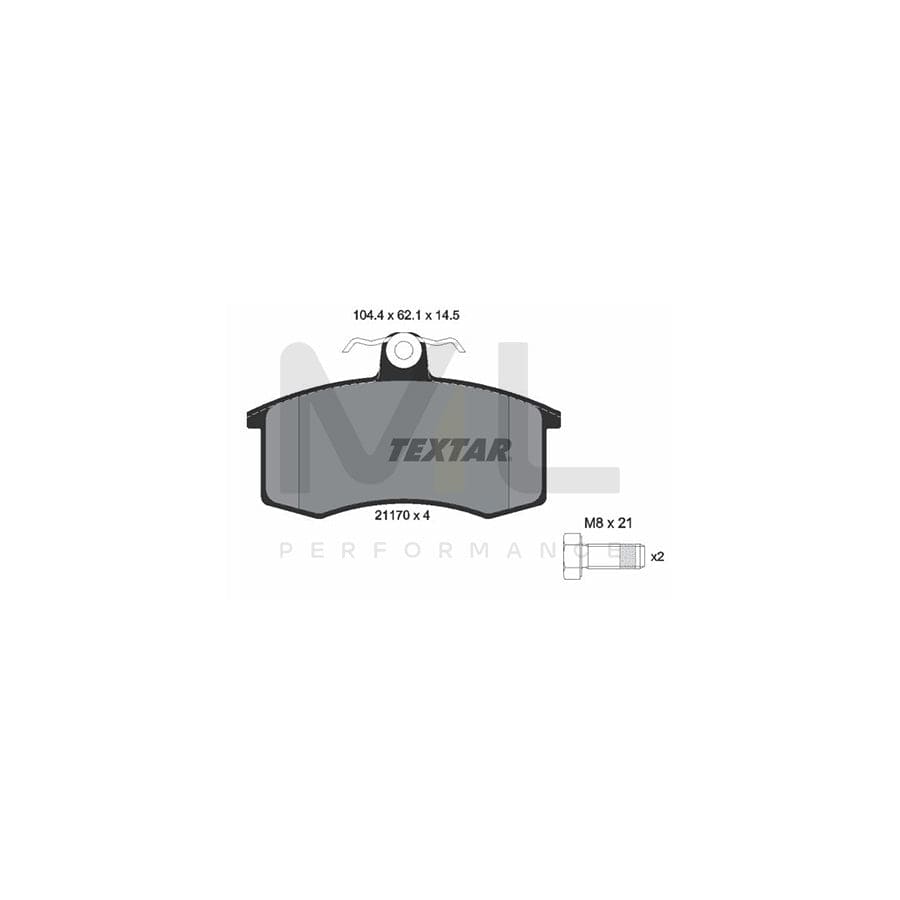 TEXTAR 2117004 Brake pad set for not prepared for wear indicator, with brake caliper screws | ML Performance Car Parts