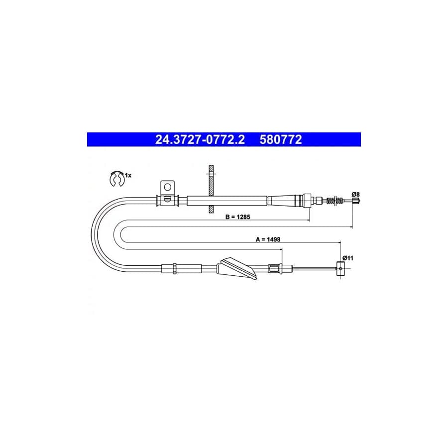 ATE 24.3727-0772.2 Hand Brake Cable