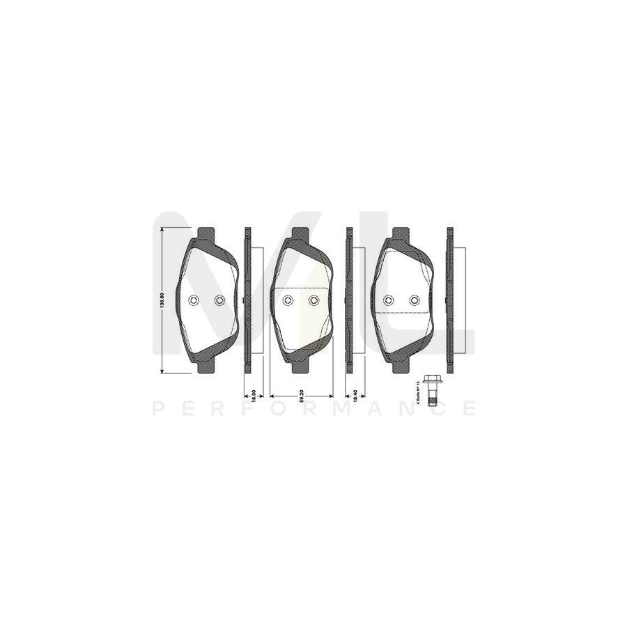 Bosch 0986Tb3094 Brake Pad Set Excl. Wear Warning Contact  | ML Performance Car Parts