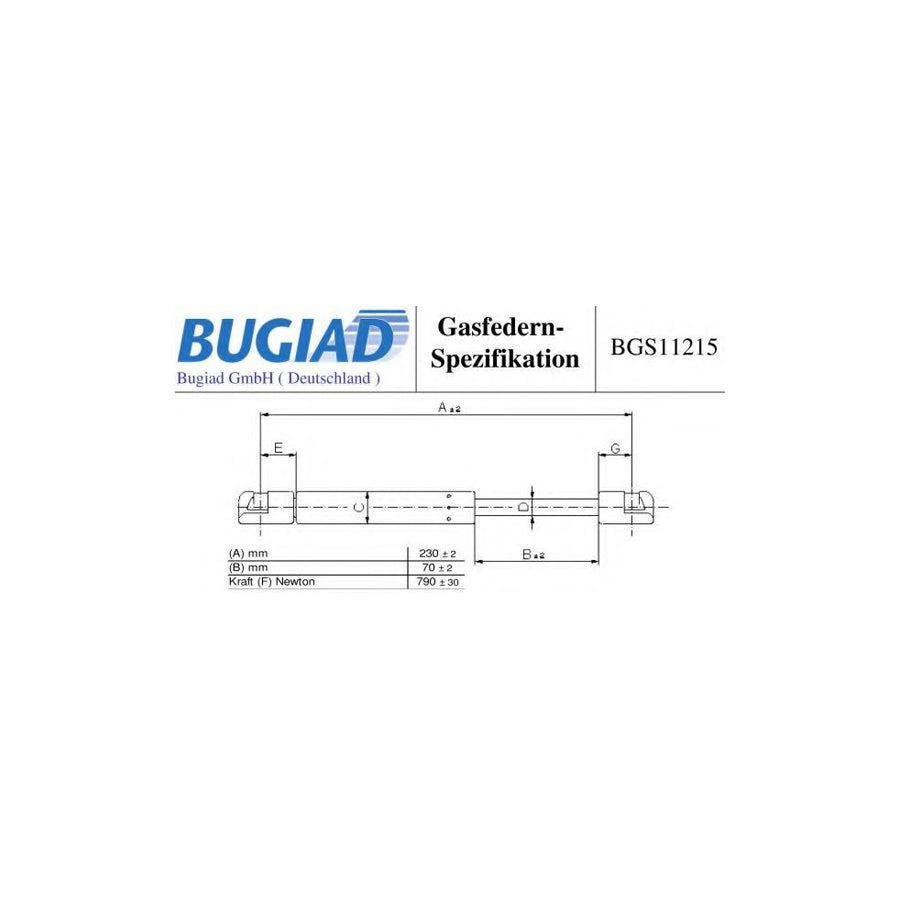 BUGIAD Bgs11215 Gas Spring, Rear Windscreen for Porsche Cayenne (9Pa)