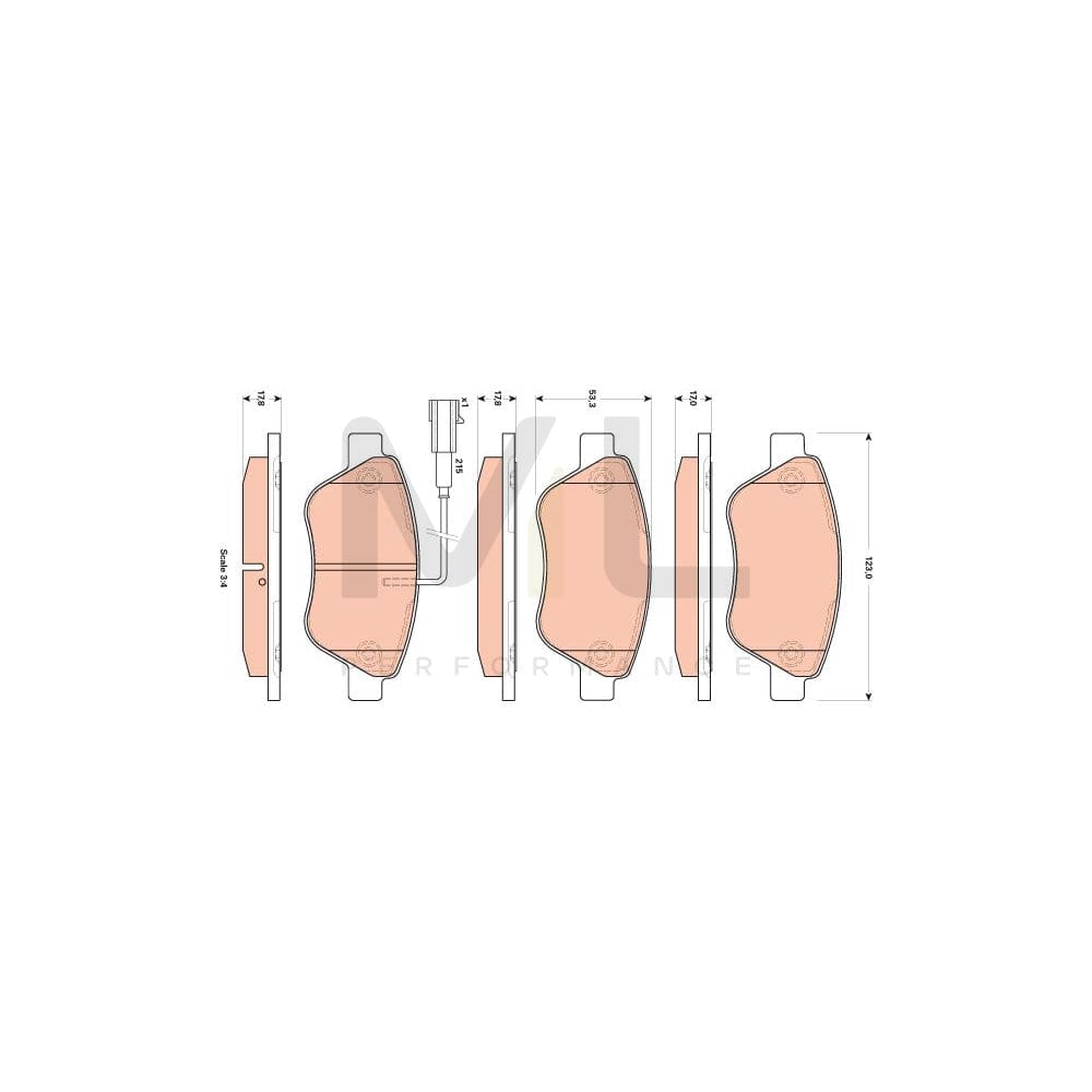 TRW Gdb1853 Brake Pad Set For Fiat Qubo (225) Incl. Wear Warning Contact, With Brake Caliper Screws, With Accessories | ML Performance Car Parts