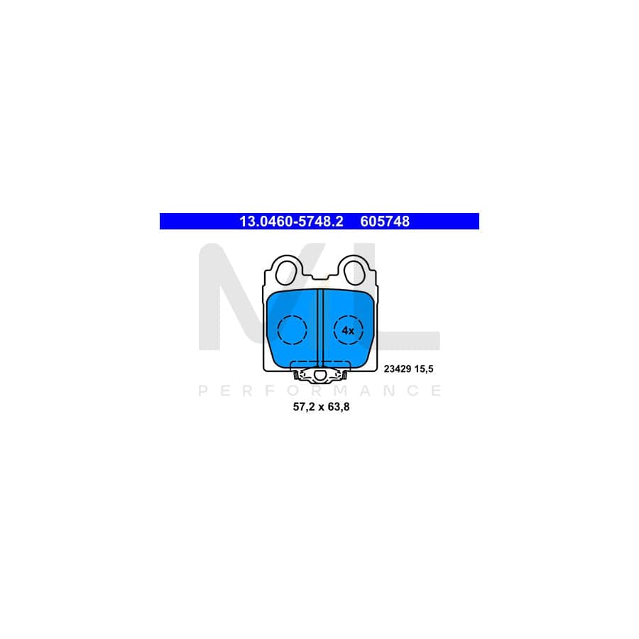 ATE 13.0460-5748.2 Brake pad set with acoustic wear warning