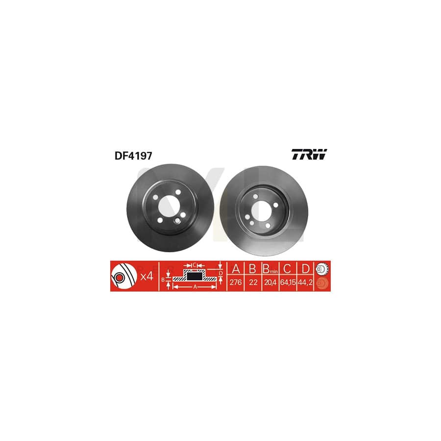 TRW DF4197 Brake Disc Vented, Painted, High-carbon | ML Performance Car Parts