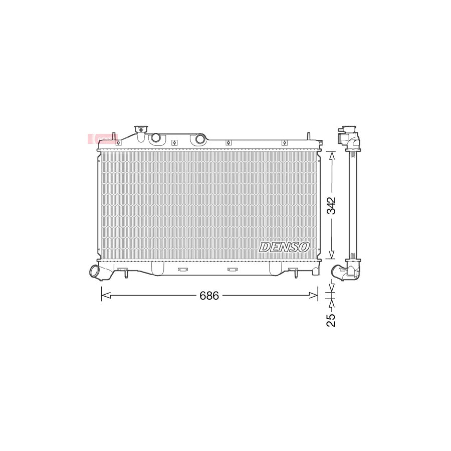 DENSO DRM36023 Engine Radiator for Subaru Forester IV (Sj)