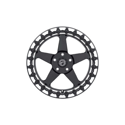 Forgestar F001B0071P22 15x10 D5 Beadlock Standard 5x115 ET22 BS6.4 Gloss Black Machined Drag Racing Wheel