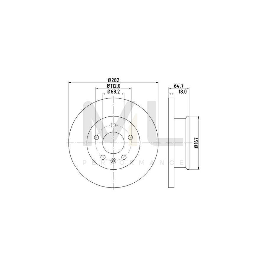 HELLA 8DD 355 102-891 Brake Disc Solid, without wheel hub, without wheel studs