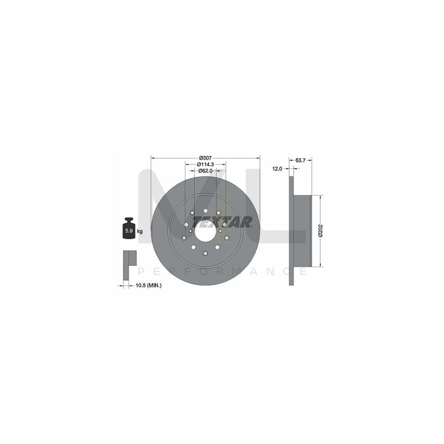 TEXTAR PRO 92170803 Brake Disc Solid, Coated, without wheel hub, without wheel studs | ML Performance Car Parts