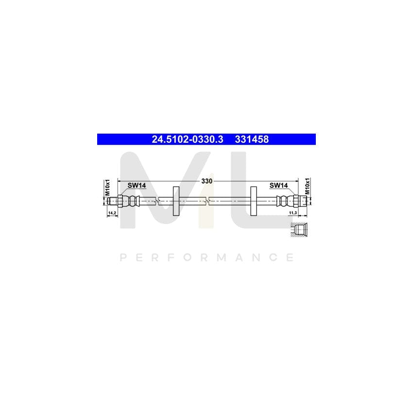 ATE 24.5102-0330.3 Brake Hose 330mm, M10x1