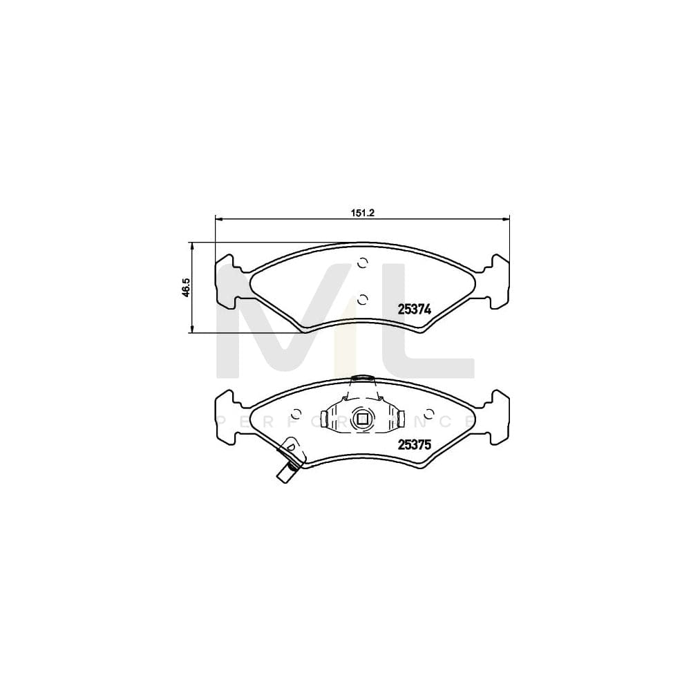 Hella 8DB 355 019-891 Brake Pad Set With Acoustic Wear Warning