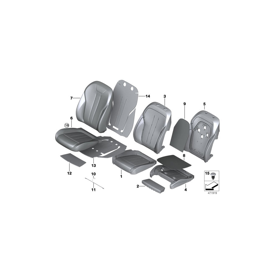 Genuine BMW 52107303529 F15 F16 Foam Pad, Base Seat (Inc. X5) | ML Performance US Car Parts