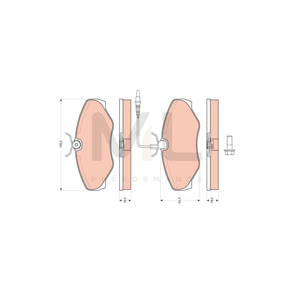 TRW Gdb1760 Brake Pad Set Incl. Wear Warning Contact, With Brake Caliper Screws, With Accessories | ML Performance Car Parts