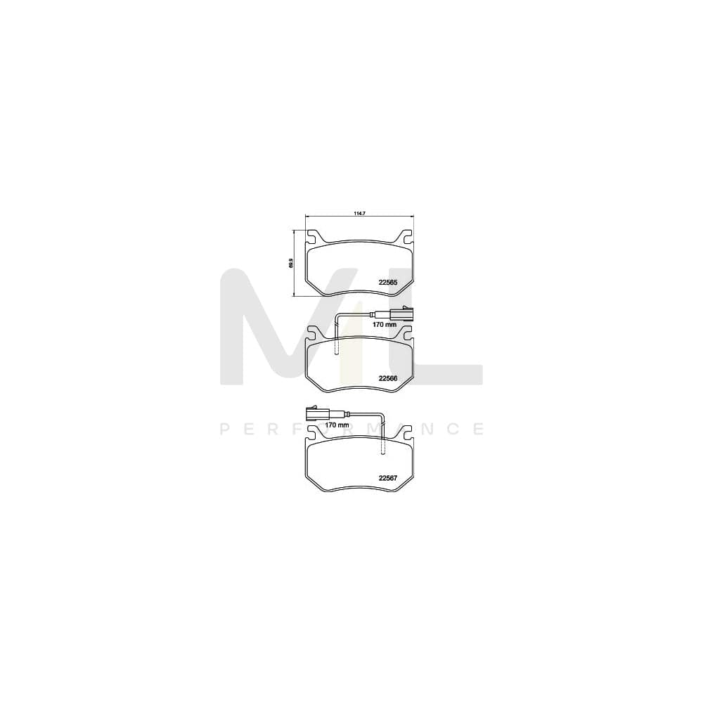 Hella 8DB 355 039-031 Brake Pad Set Incl. Wear Warning Contact, With Accessories