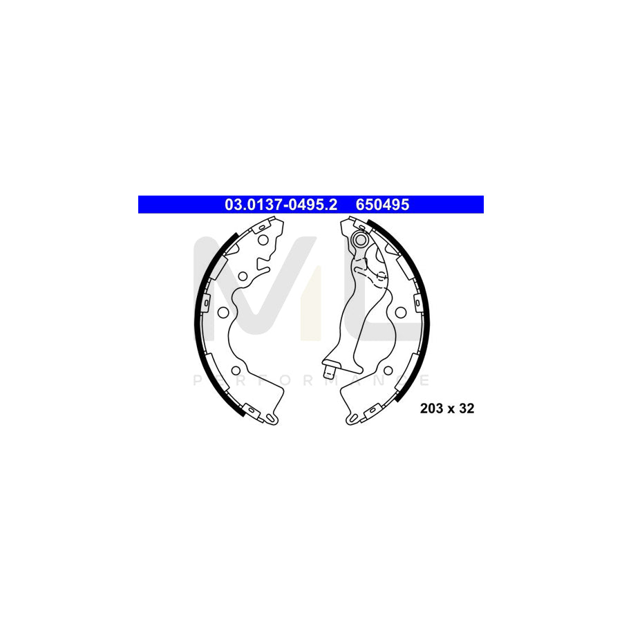 ATE 03.0137-0495.2 Brake Shoe Set with lever