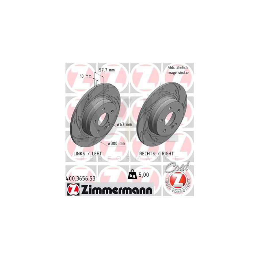 ZIMMERMANN 400.3656.53 Brake Disc Slotted, Solid, Coated  - 1 piece