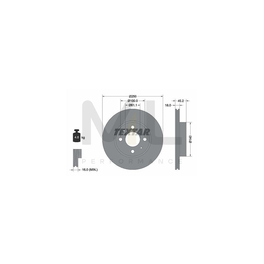 TEXTAR 92080100 Brake Disc for NISSAN 100NX (B13) Internally Vented, without wheel hub, without wheel studs | ML Performance Car Parts