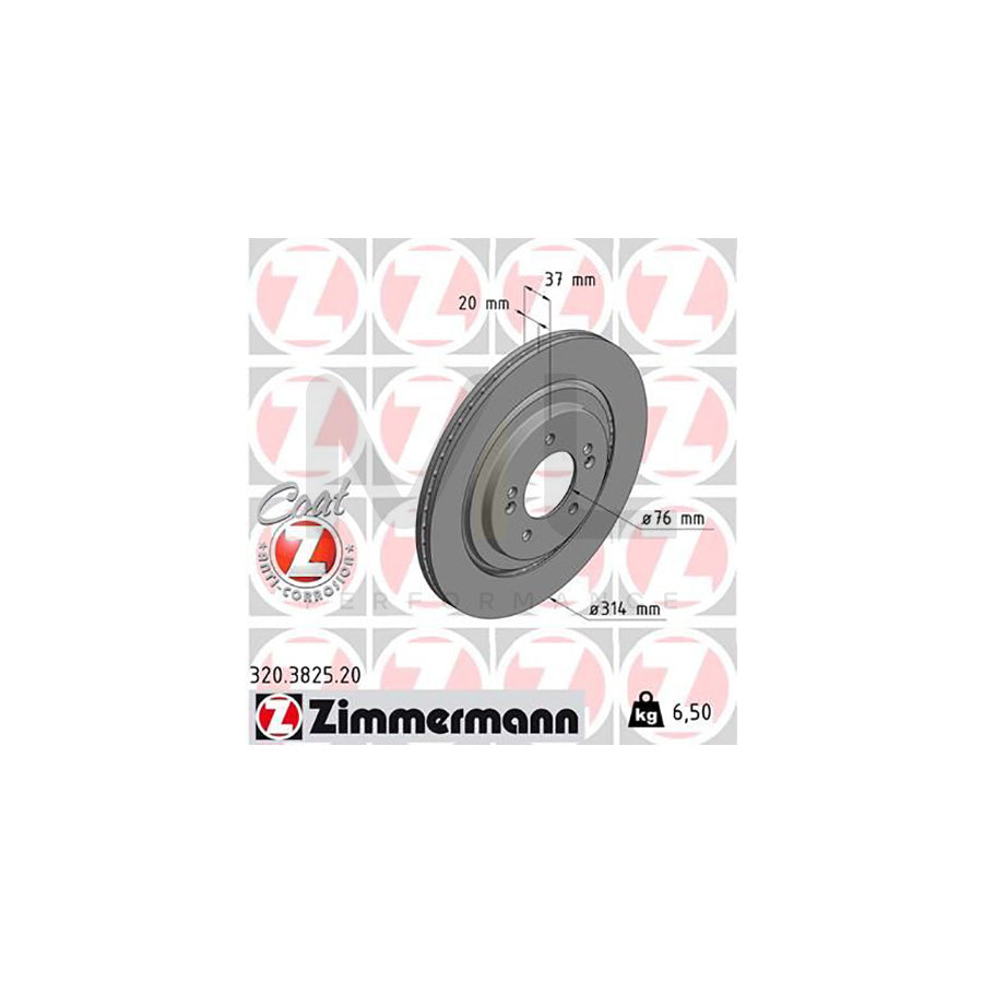 ZIMMERMANN 320.3825.20 Brake Disc for KIA OPTIMA Externally Vented, Coated  - 1 piece