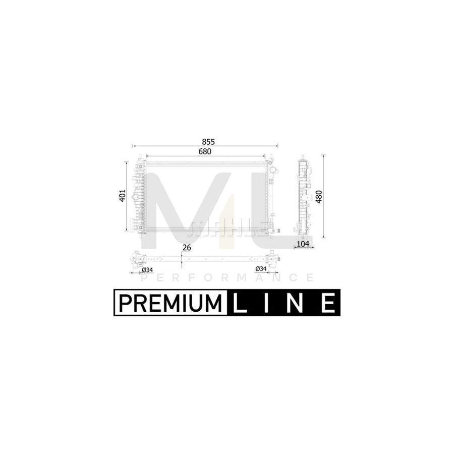 MAHLE ORIGINAL CR 2225 000P Engine radiator Brazed cooling fins, Automatic Transmission | ML Performance Car Parts