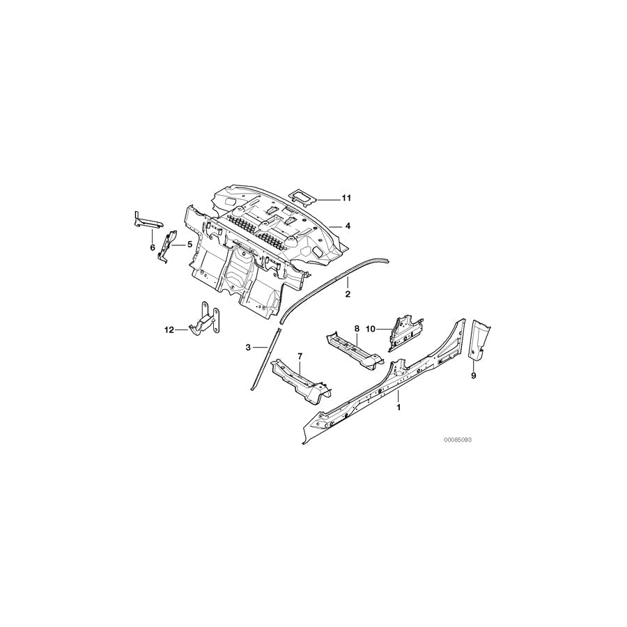 Genuine BMW 41228186494 E38 Connection Plate Roof Center Right (Inc. 740iLP, L7 & 735iL) | ML Performance US Car Parts