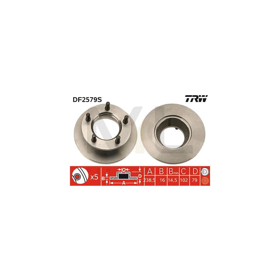 TRW DF2579S Brake Disc Solid, Painted | ML Performance Car Parts