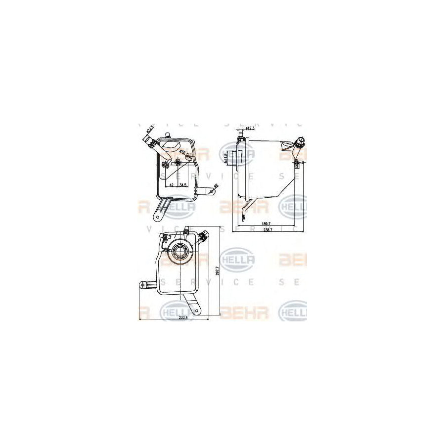 Hella 8MA 376 789-731 Coolant Expansion Tank