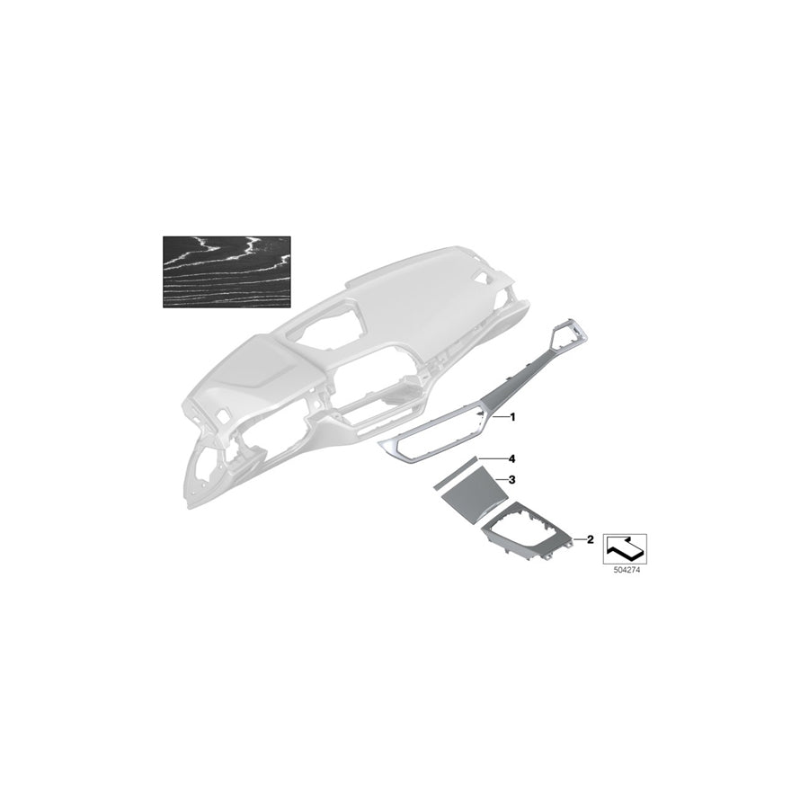 Genuine BMW 51457993073 G20 G21 Trim, Instr.Pan.Fineline Silv.Fr.Pass. (Inc. 330i, 330e & 318d) | ML Performance US Car Parts