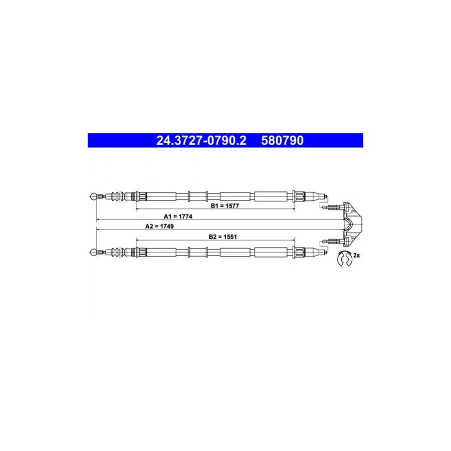 ATE 24.3727-0790.2 Hand Brake Cable