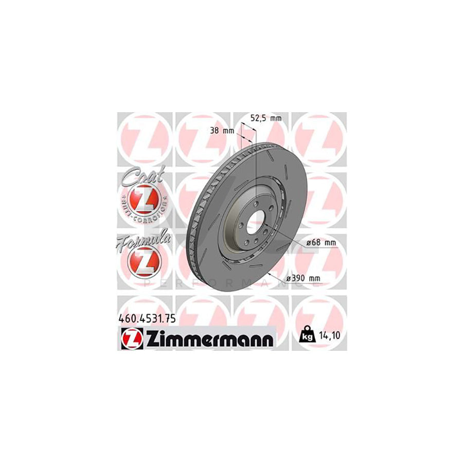 ZIMMERMANN 460.4531.75 Brake Disc for PORSCHE Macan (95B) Slotted, Two-piece brake disc, Vented, Coated, Alloyed / High-carbon