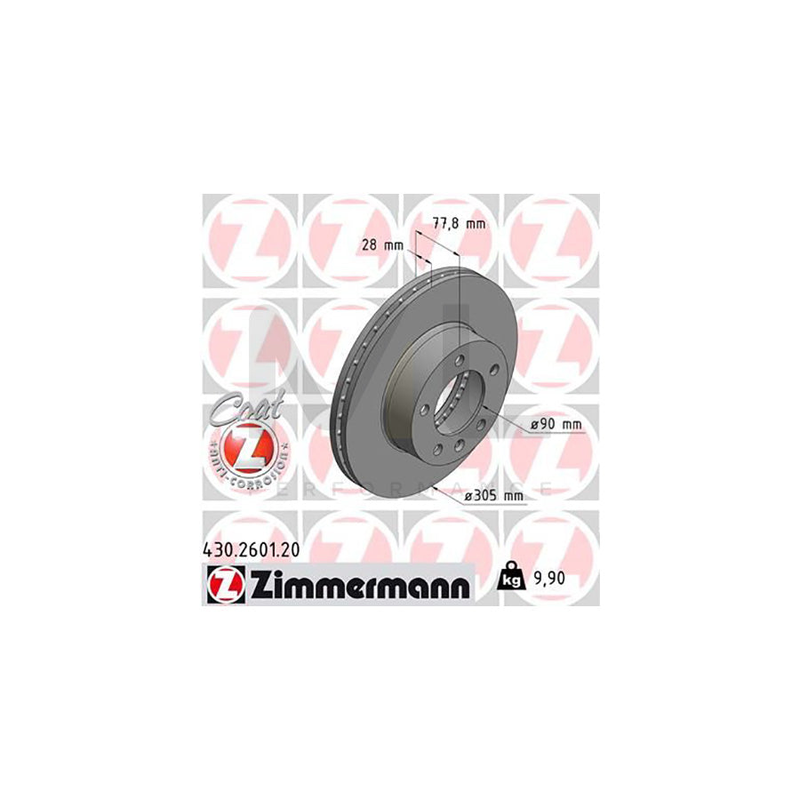 ZIMMERMANN COAT Z 430.2601.20 Brake Disc Internally Vented, Coated, High-carbon  - 1 piece