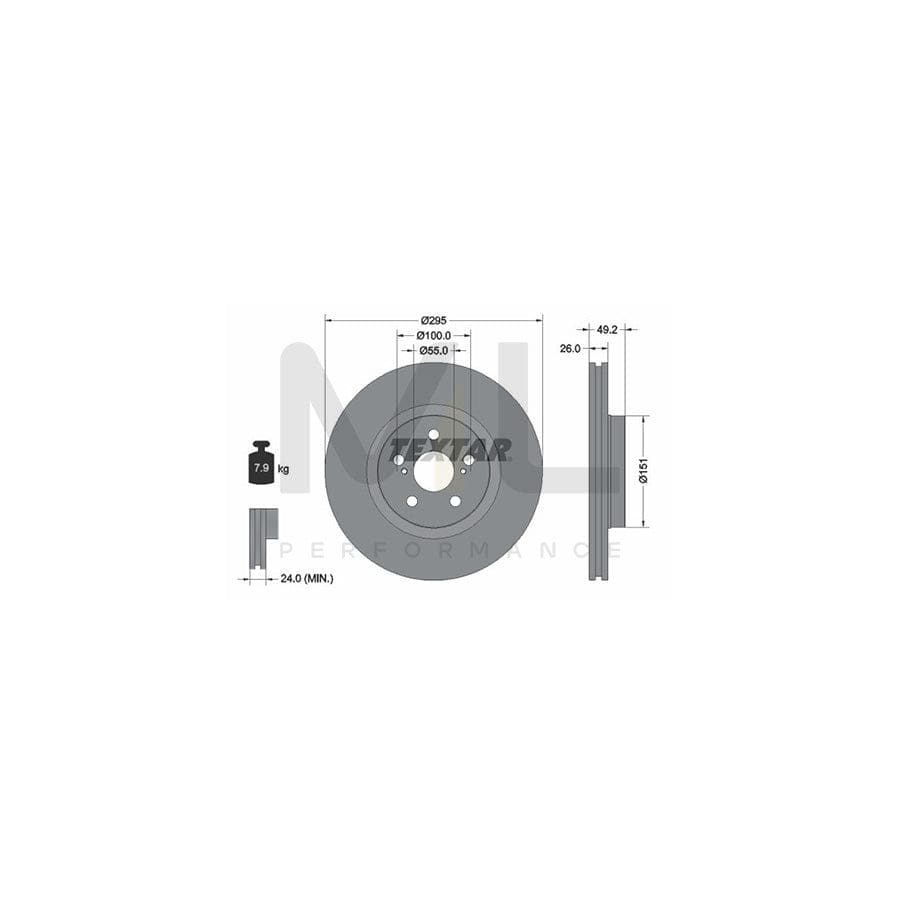 TEXTAR 92135600 Brake Disc for TOYOTA AVENSIS Internally Vented, without wheel hub, without wheel studs | ML Performance Car Parts