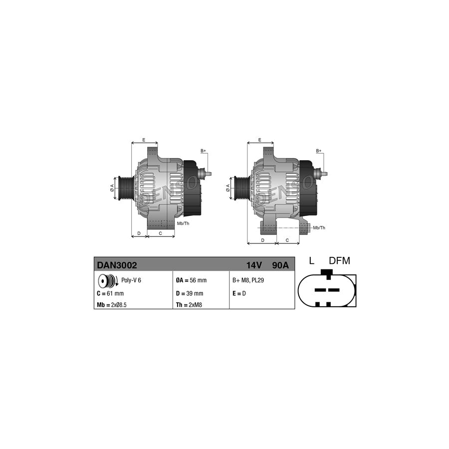 DENSO DAN3002 Alternator