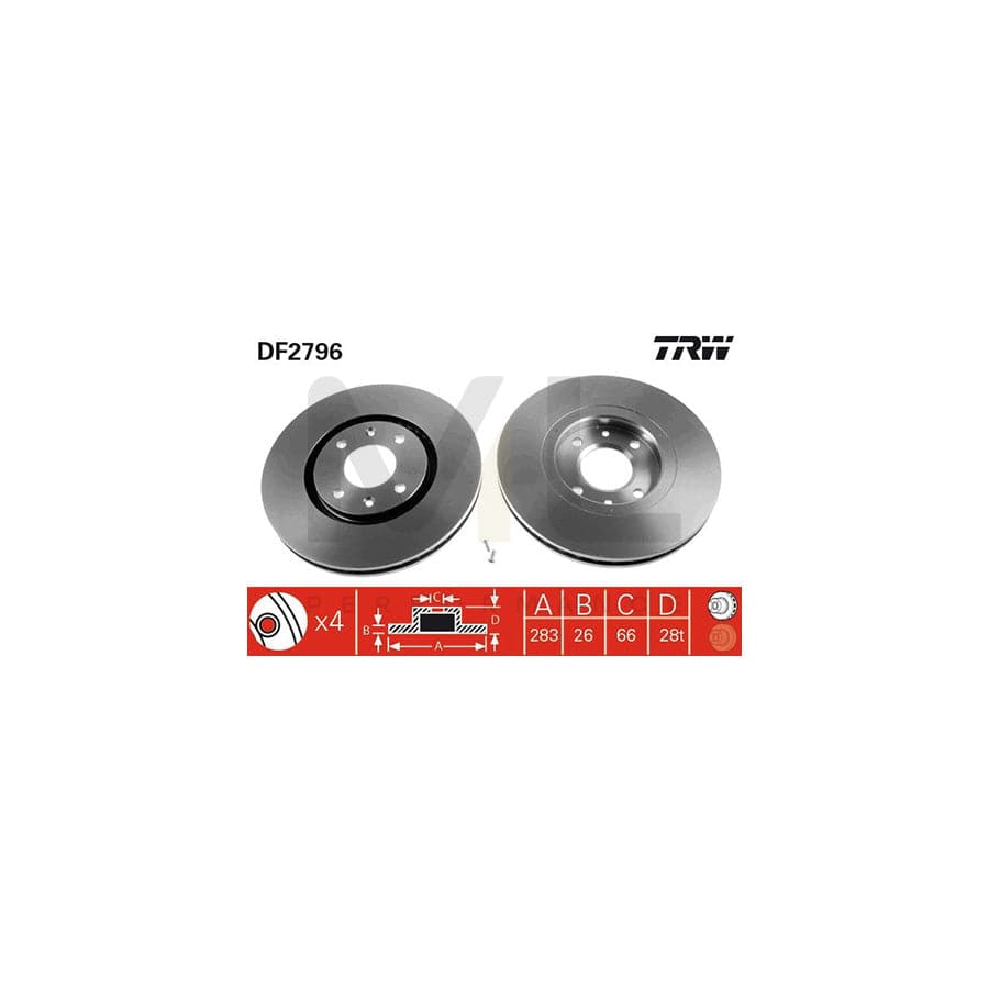 TRW DF2796 Brake Disc Vented, Painted | ML Performance Car Parts