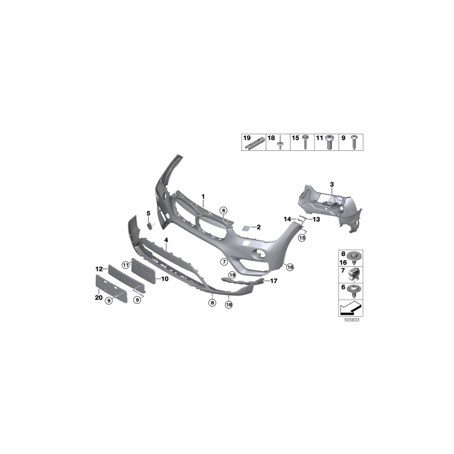 Genuine BMW 51117354816 F48 Trim For Bumper, Bottom Section Front (Inc. X1 28iX, X1 25iX & X1 20i) | ML Performance US Car Parts