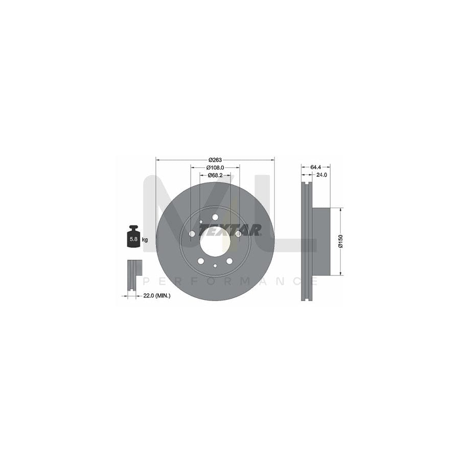 TEXTAR 92021800 Brake Disc Internally Vented, without wheel hub, without wheel studs | ML Performance Car Parts